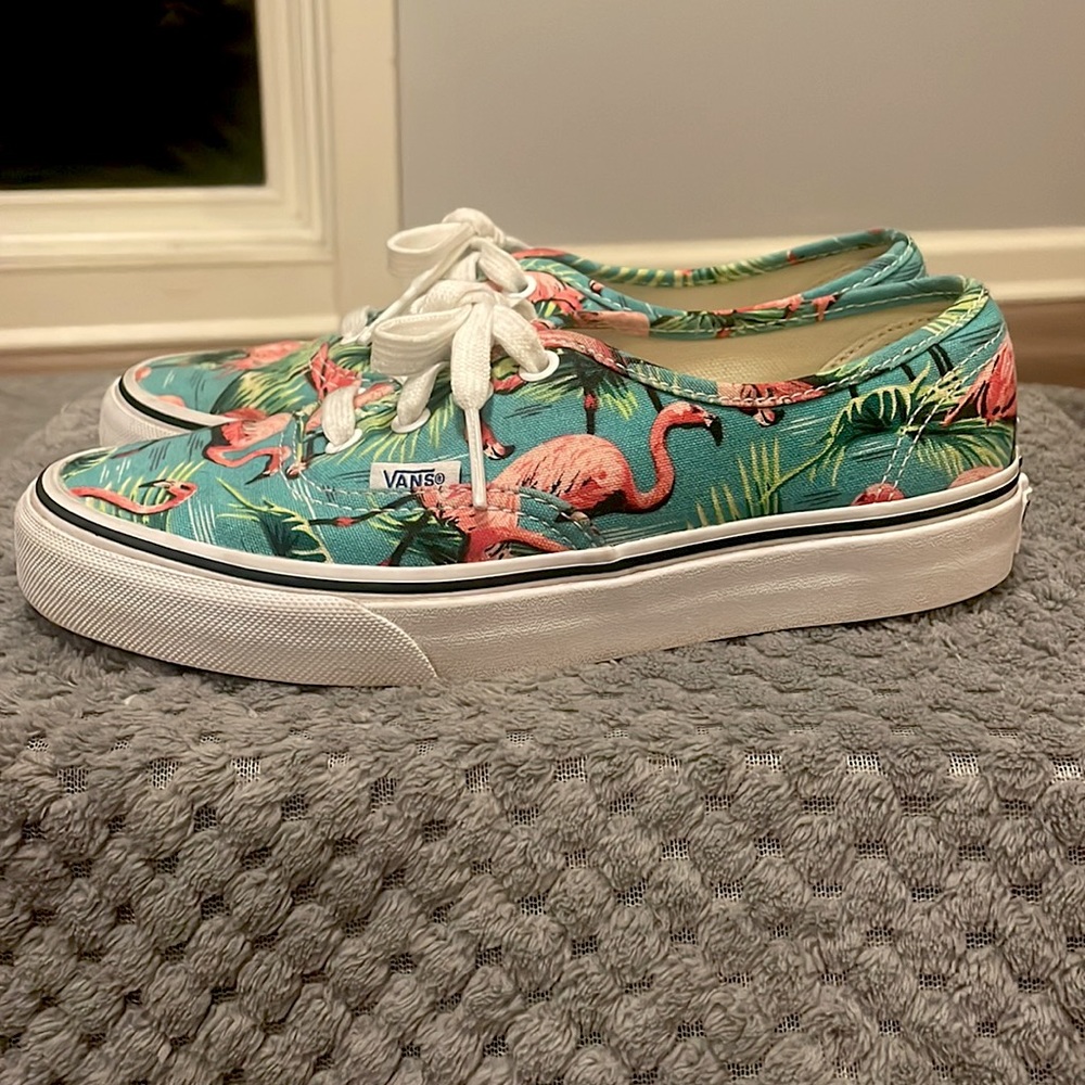 Vans sneakers-Van Doren Flamingos . Blue, pink and green. Size 6.5 women, 5 men